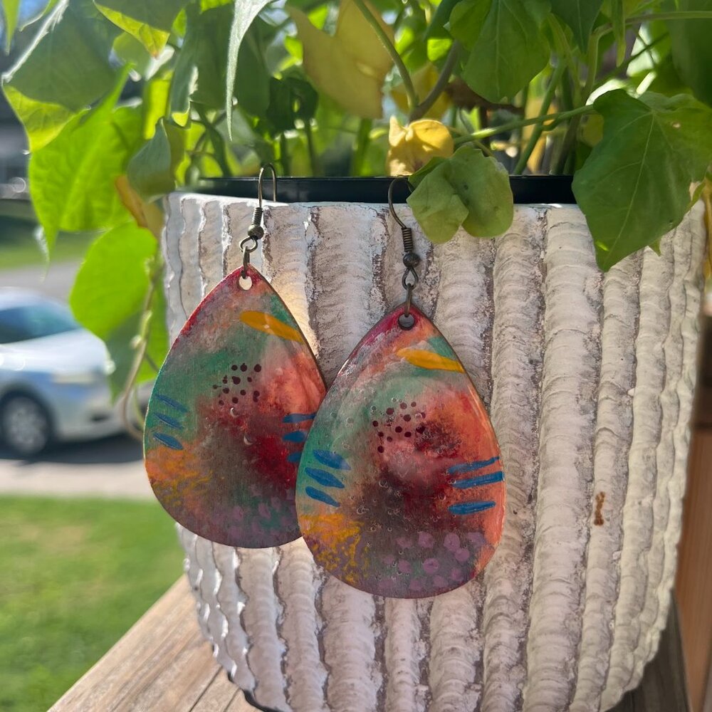 Colorful Abstract Hand Painted Earrings